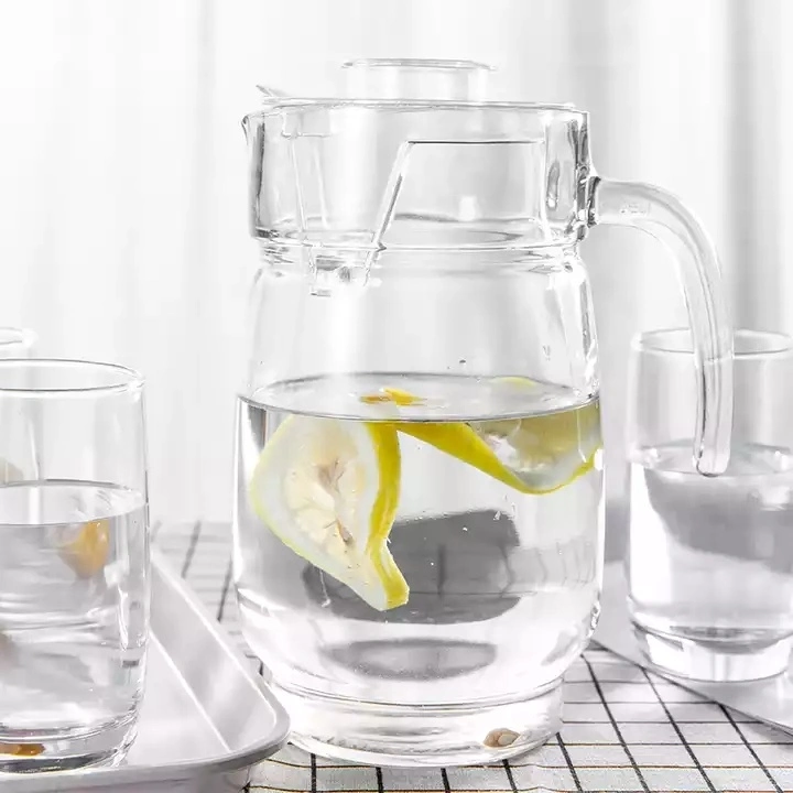 1600ml Glass Cold Kettle Thickened Household Transparent Glass Water Jug with Lid