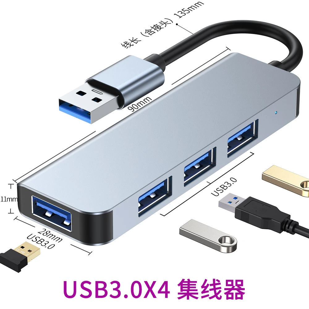 Splitter 4 puertos USB3.0 Hub con 1,2 m de cable largo