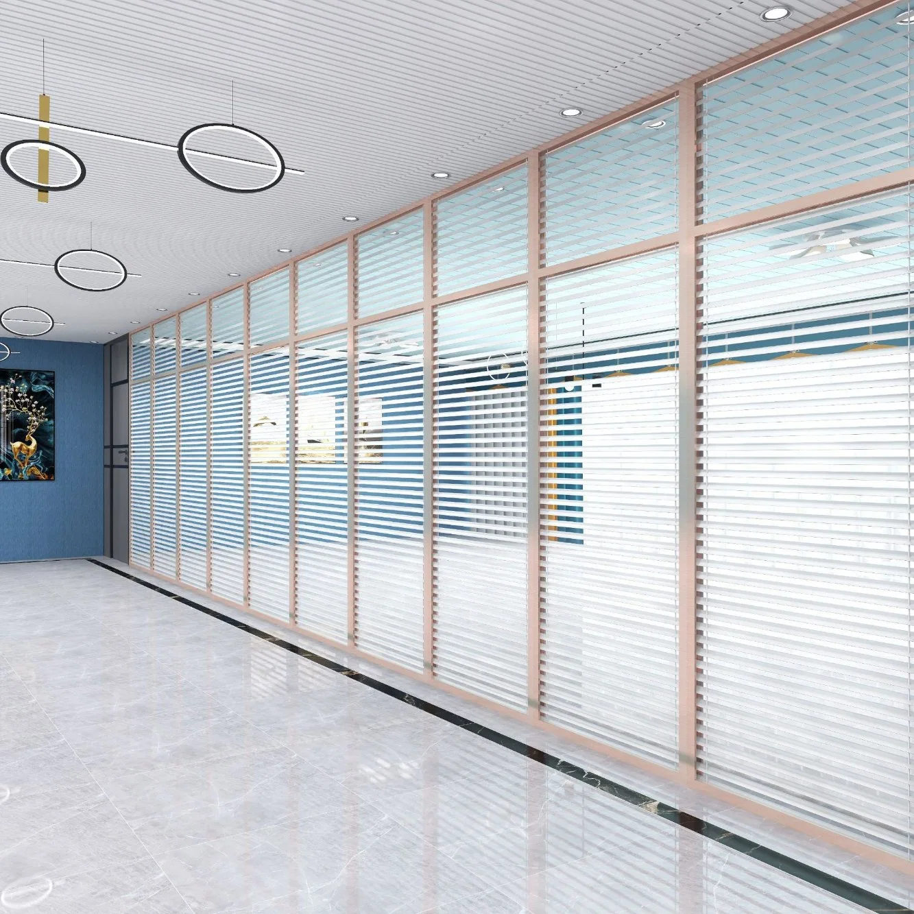 Transparent Single/Double Glass with Louver Tempered Glass Partition