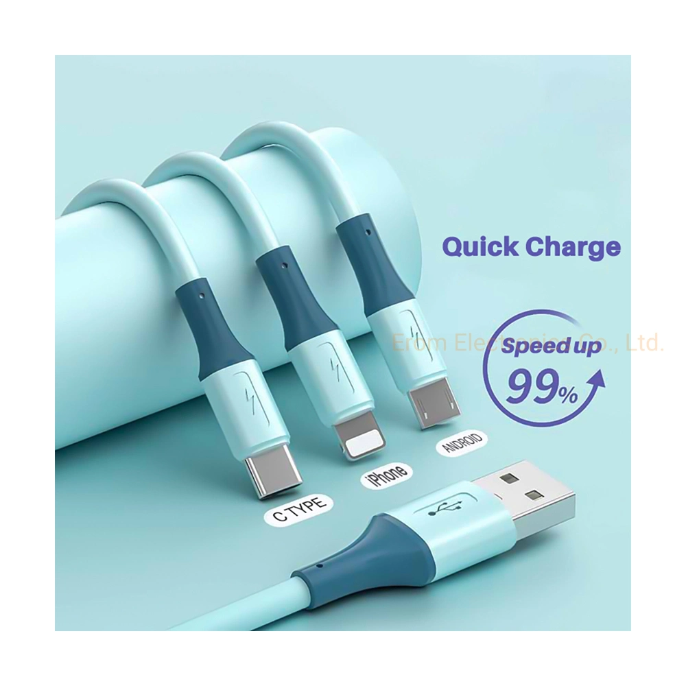 Silicio de silicona de bobinado automático de carga rápida de cable de datos escamoteable chip inteligente de proteger la batería de la salud de tipo Micro-USB Cable USB C