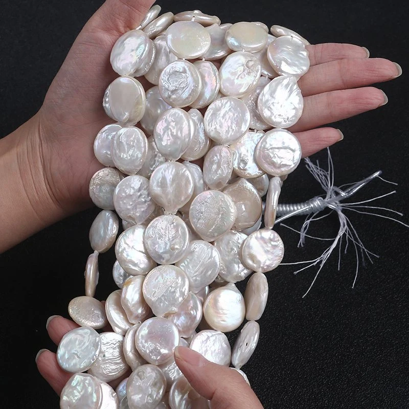 19-20mm Big Size Coin Pearl Natural Freshwater Pearl Strand