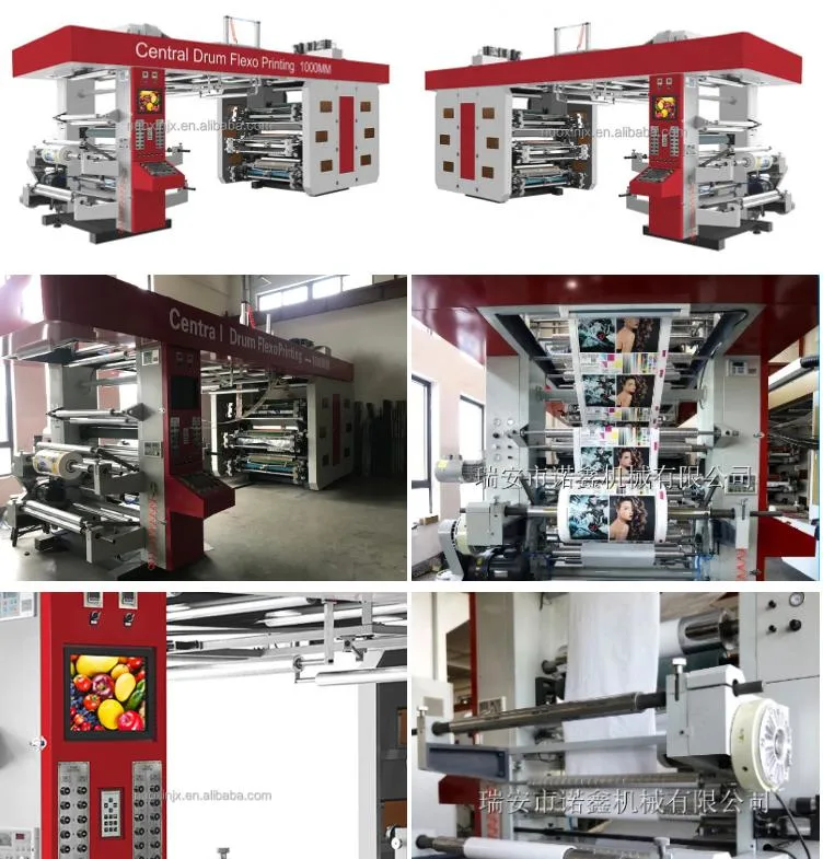 Flexo 6 Couleurs 380mm Bobss Block Ci Gearless Center Drum High Difinision Flexible Printing Machine