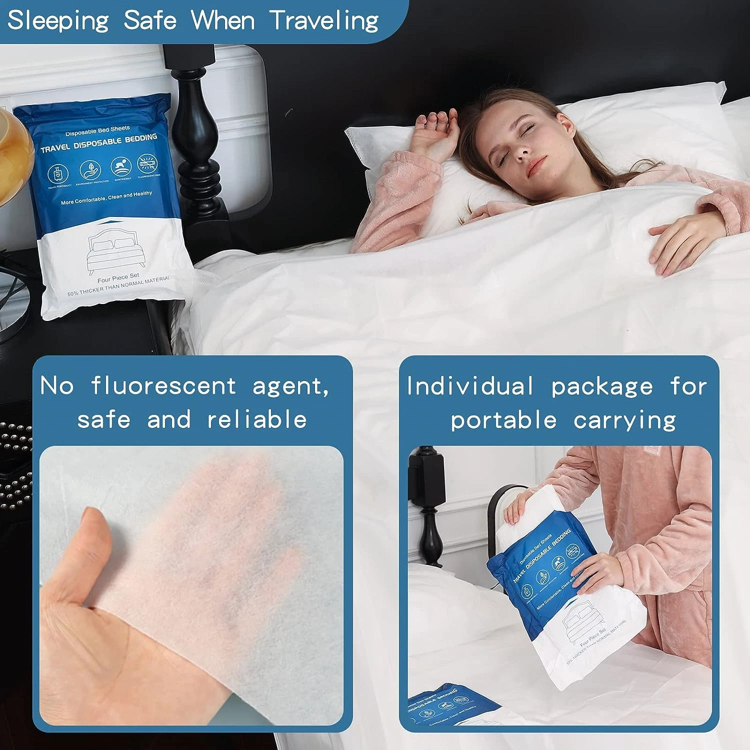 Disposable Bedding Sheet, Full Size Bed Cover Set, 2-Pack - Hypoallergenic and Convenient