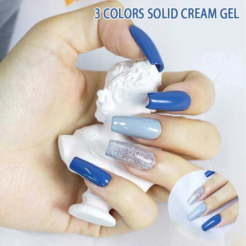 HS OEM/ODM Japanese Tricolor Solid Gel in Box hochpigmentiert Cremig Solide Pudding 2023 Gel Nagellack