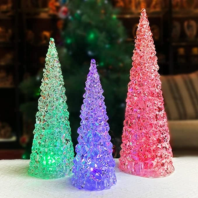 Crystal Christmas Tree Colorful Flashing LED Night Light Toys for Christmas Tree