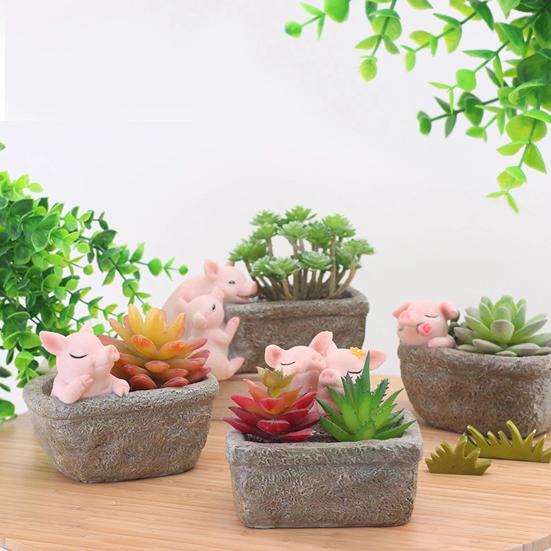 Le père et fils de résine de porcs de succulents décor Flowerpot du semoir pour la maison Bureau