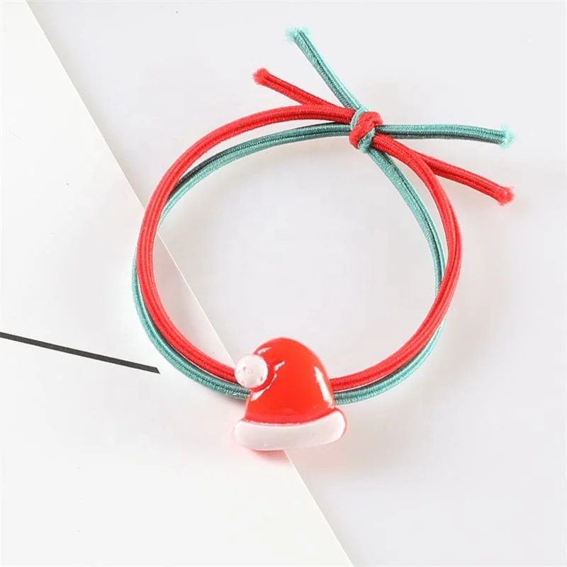 Christmas Santa Scrunchie Resin Princess Hair Rope Small Rubber Band Girl Braid Hair Accessories