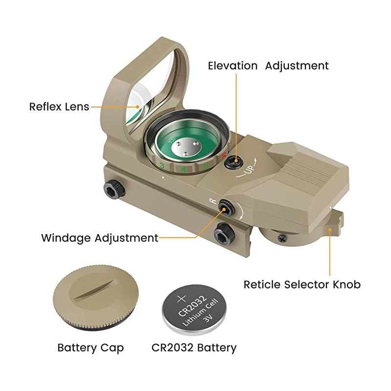 1X22X33 Red DOT Sight Holographic Red DOT Sight Scope Reflejo de la vista Reflex 4 óptica táctica de la retícula alcance