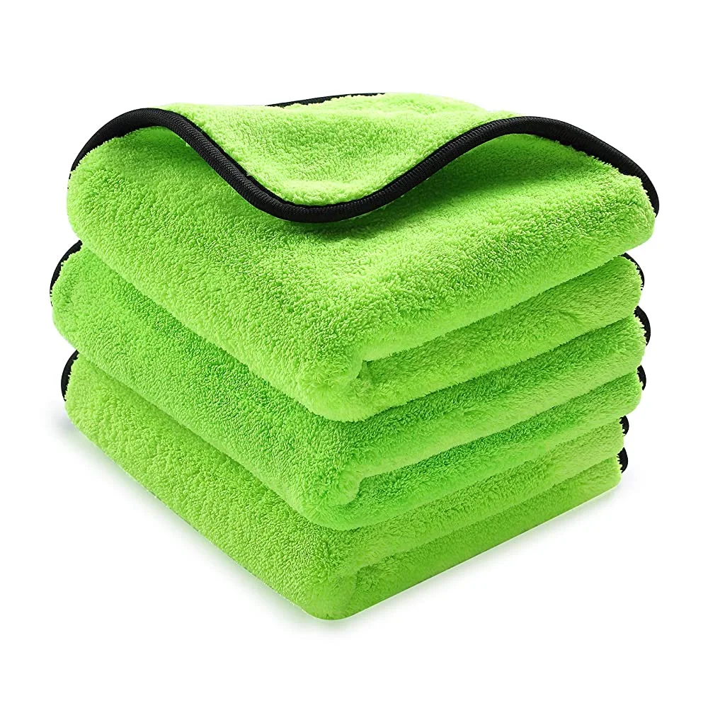 Супермягкая ткань из микроволокна и кораллового флиса 40 x 40 см, 1200 GSM, из зеленого композитного материала Впитывающие автомобильные полотенца для чистки из микрофибры, массовая ткань, Car Dry Wash Салфетки