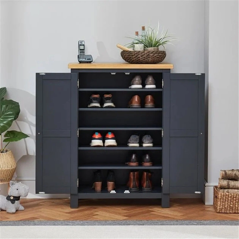 Wholesale/Supplier Solid Oak Grey Painted Large Shoes Storage Cupboard Home Furniture Shoe Rack