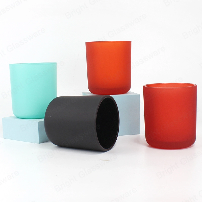 Round Base Matte Finished Colored Glass Candle Jars for Candle Making