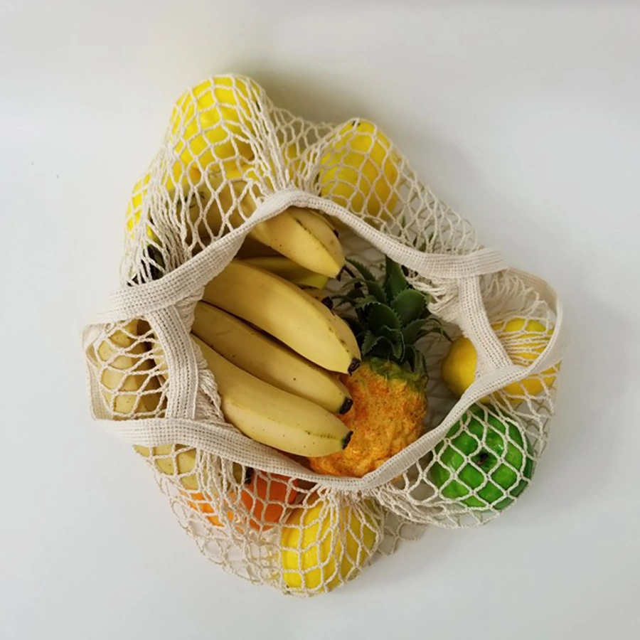 Sacs de maille de l'épicerie, Net des sacs de magasinage de chaîne de coton, réutilisable, Net fourre-tout sur le marché de maillage un sac de shopping en coton avec poignées longues, portable et lavable, pour les fruits