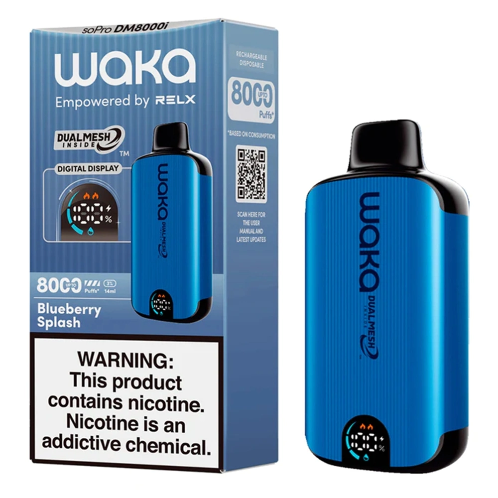 Waka 8000 indicador de dispositivo de pantalla inteligente Puffs E batería líquida Capacidad 14ml bobina de malla Precio de fábrica VAPE desechable