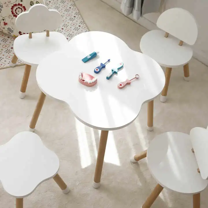 New Material Kids Wood Table and 4 Chair Set