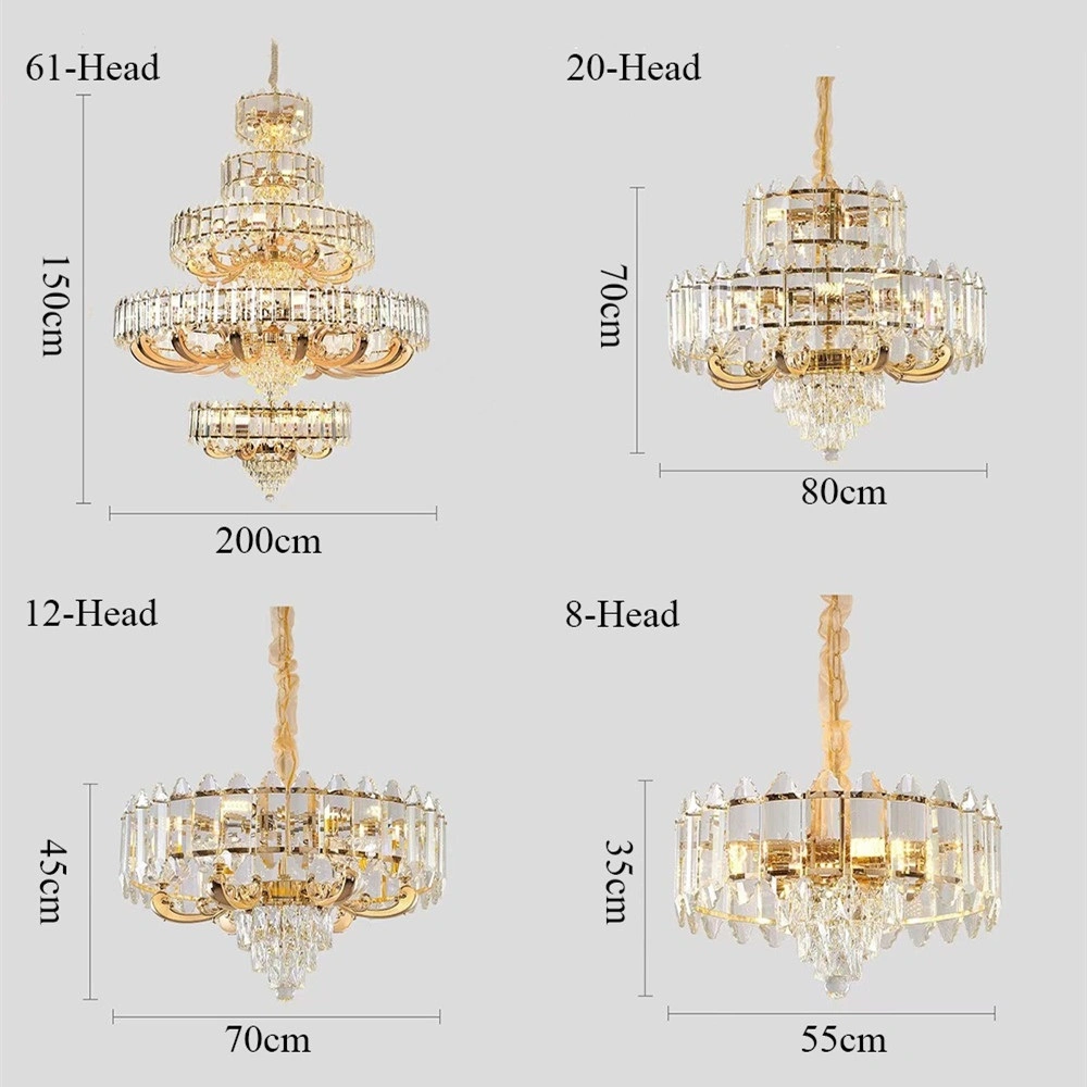 Royal European LED Crystal Chandelier Living Room Duplex Villa Lobby Ceiling Light