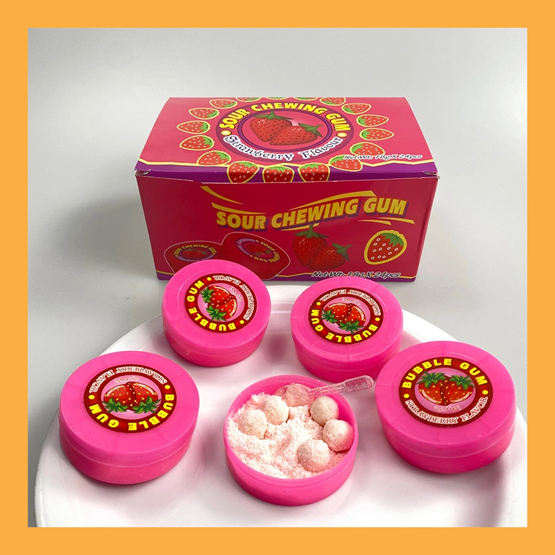 Good Sale Tasty Strawberry Flavor Bubble Gum with Sour Powder Candy