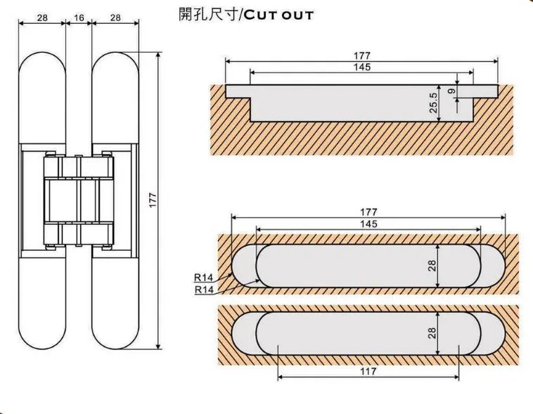 Invisible Door Hinge, Three Dimensional Adjustable Hinge, European H Hinge, Al-G80