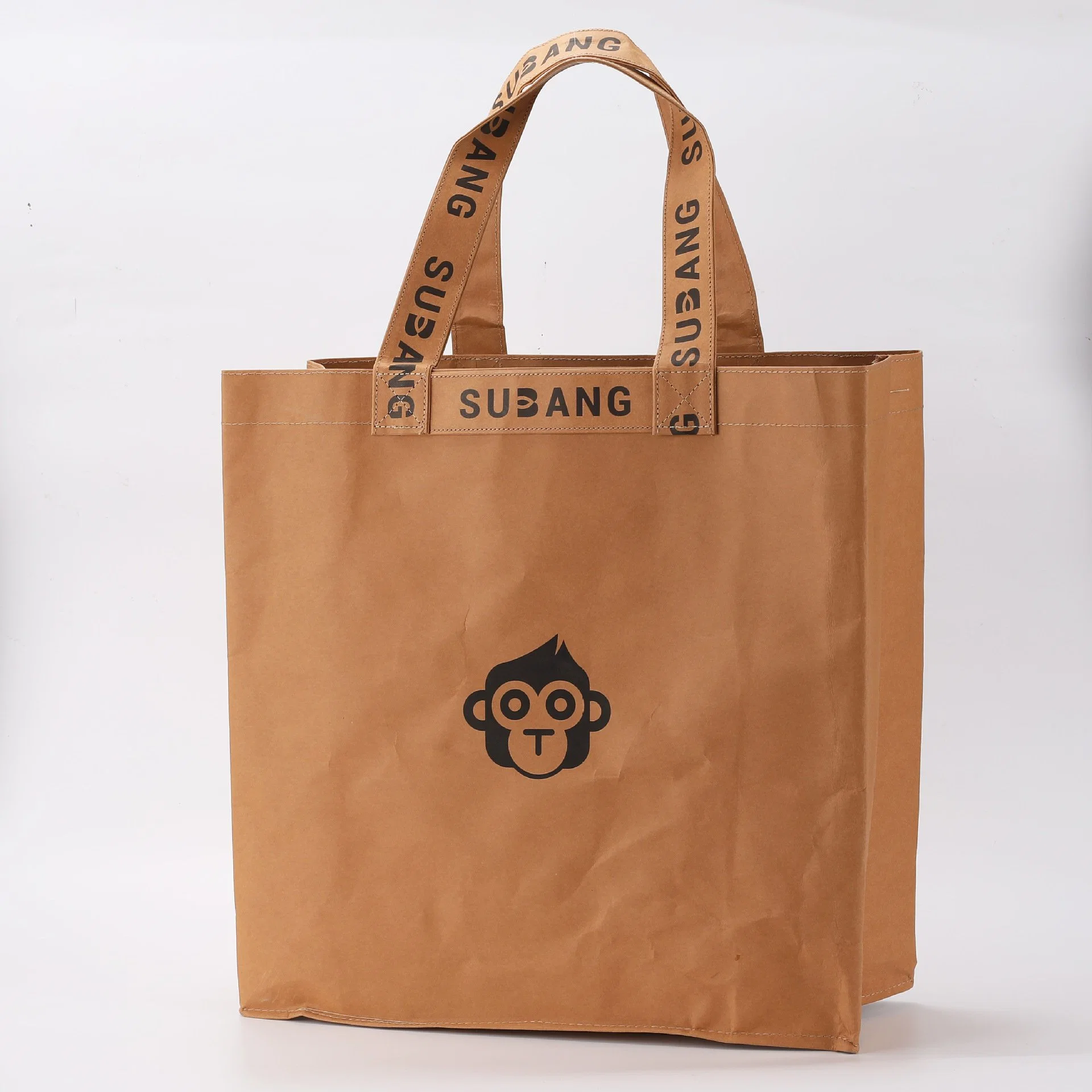 Wholesale/Supplier High quality/High cost performance  Reusable Custom Logo Print Waterproof Washable Plain Brown Kraft DuPont Tyvek Paper Packaging Shopping Tote Bag