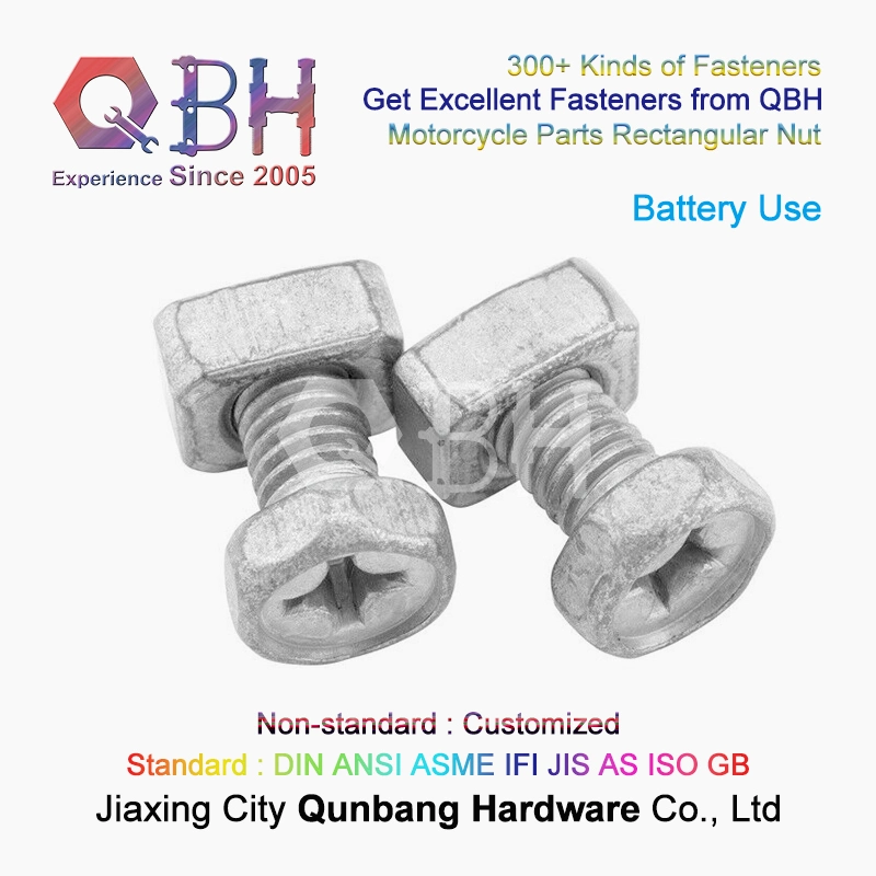 Qbh Manufactures Customized 4.8 Plain M5 M6 Rectangle Autocycle Motor Spare Battery Bolts and Nuts Accessories Component Engine Motorcycle Parts