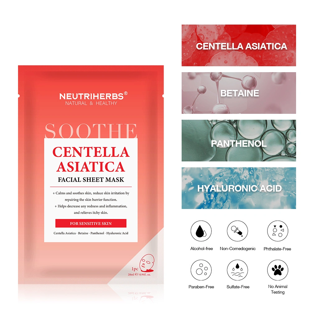 Soins De La Peau Marque Neutriherbs apaisante et le traitement de l'irritation Centella asiatica Masque facial feuille