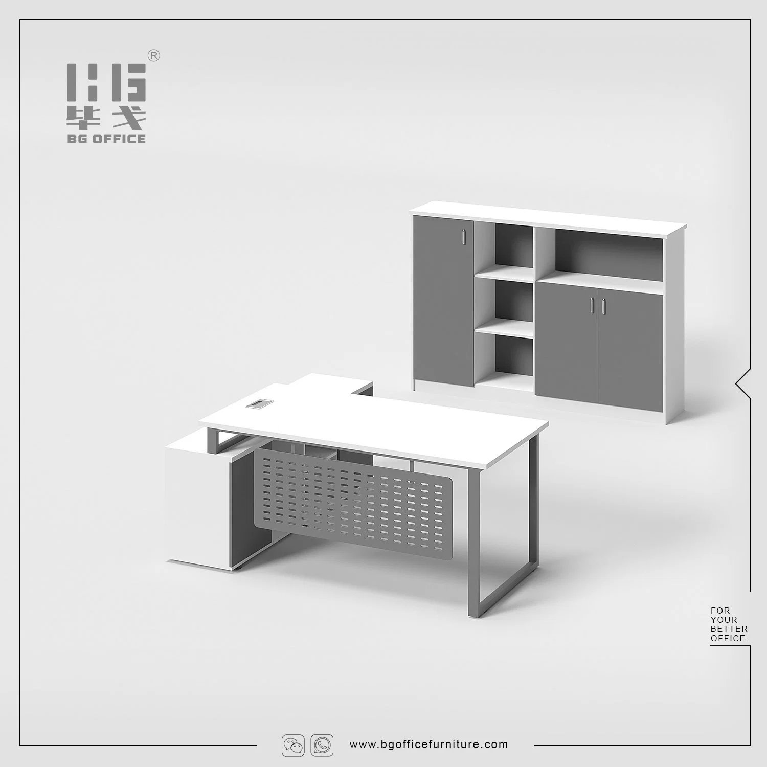 Modern Metal Manager Table L-Shaped Wooden Office Desk Design Concise Commercial Furniture