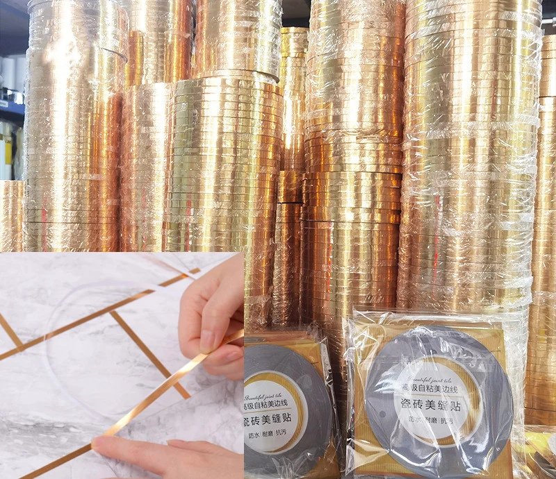 Golden Foil Tile Stickers Decoration Tape Wall