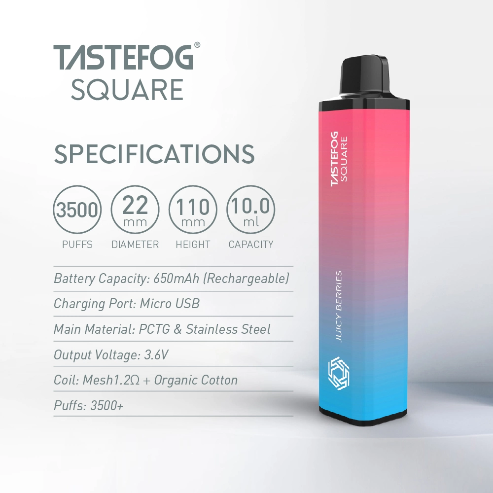 Tastefog Square 3500 Puffs E Cigarette Disposable/Chargeable Vape Pen with Good Flavors