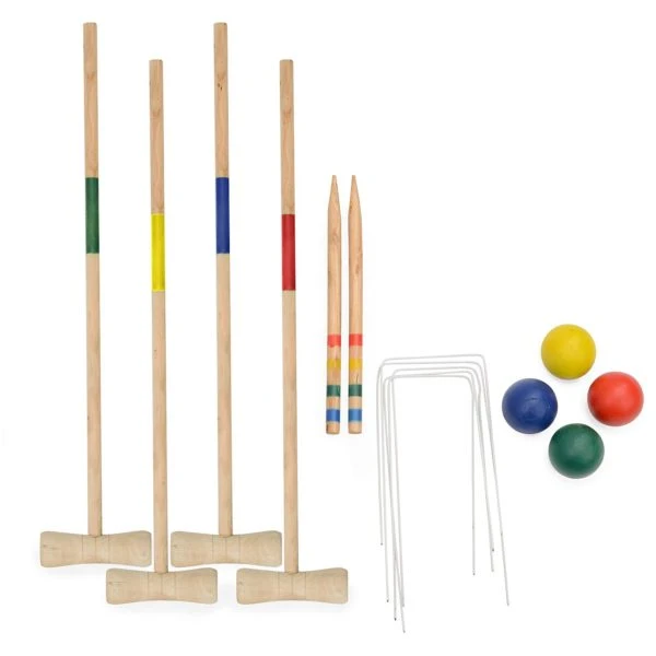 Wooden Croquet Set Toy Wooden Outdoor Game for Kids and Adult