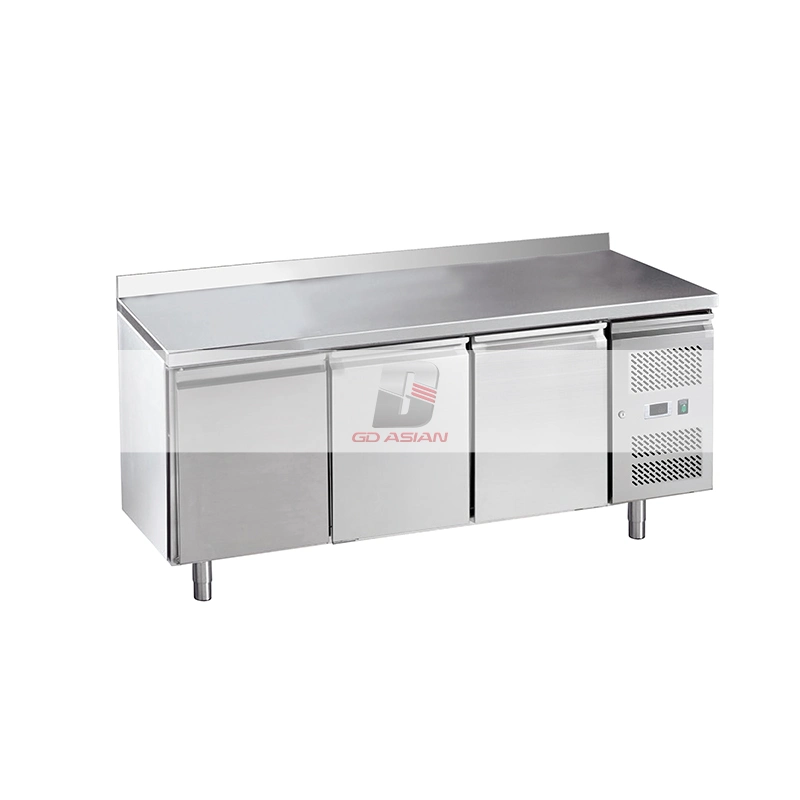 aço inoxidável Equipamento comercial de cozinha 3 portas congelador GN Counter Com backsplash