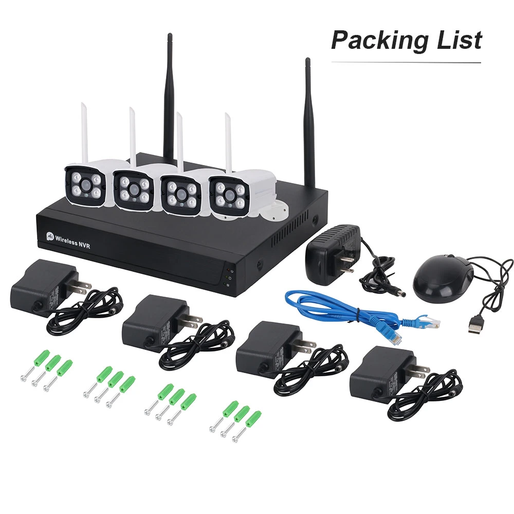 Kit de NVR à prova de água WiFi Tuya Wireless 8CH 2MP Segurança doméstica Sistema de câmara