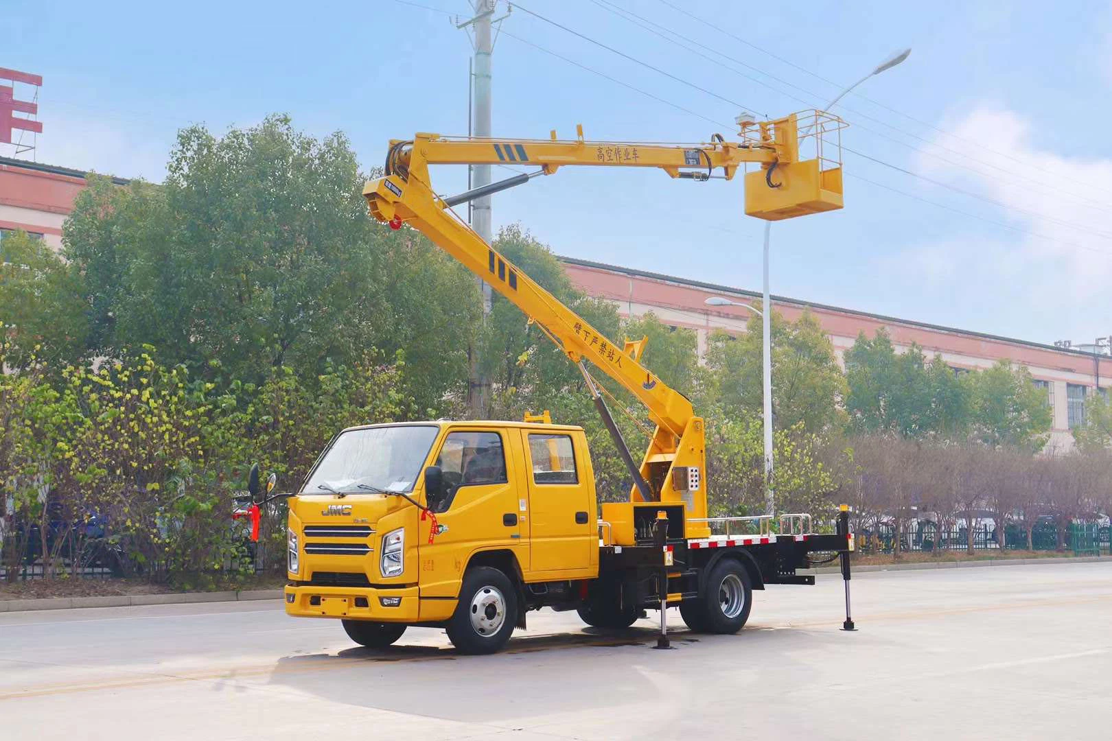 JMC 13m Hydraulische Cage Truck 16m Arbeitseimer Kirsche Kommissionierer Über Dem Lkw