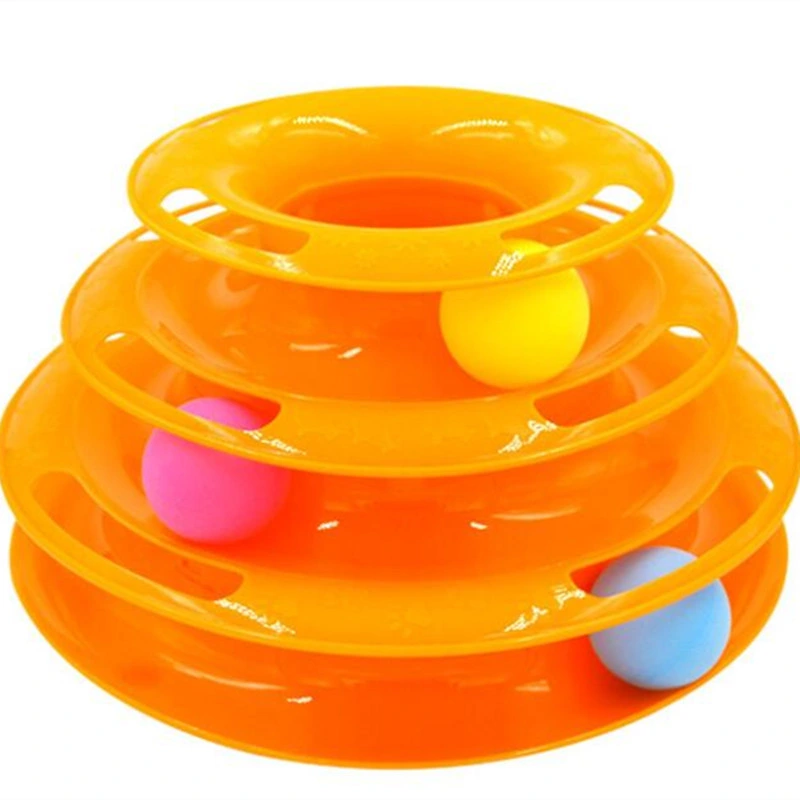 Custom Eco- Friendly Removable Training Exercise 3 Level Plastic Roller Tracks Tower Cat Ball Toy Interactive Pet Cat Toy