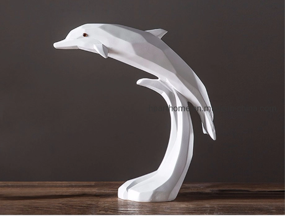 White Visual Dolphins Statues Office Gifts Resin Craft Supplies