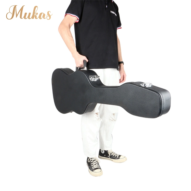 OEM Musikinstrument Bass Gitarre Tasche HandGehäuse mit Schlössern Portable Elektronische Gitarre Hartschalenkoffer aus PU-Leder aus Holz