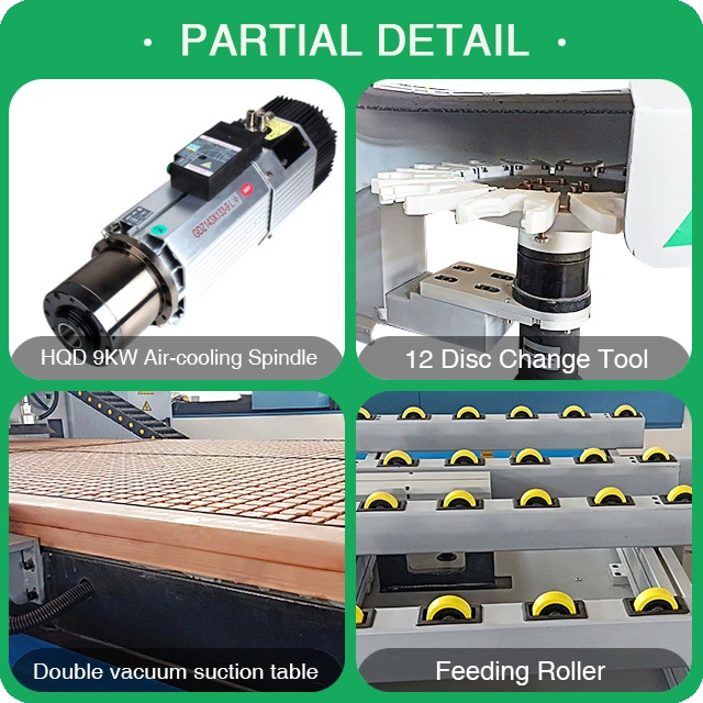 Design de gabinete Multi-Spindles Mobiliário Atc para entalhar a rotulação automática de equipamento de madeira 3D corte de madeira Nesting CNC Máquina com dupla mesa