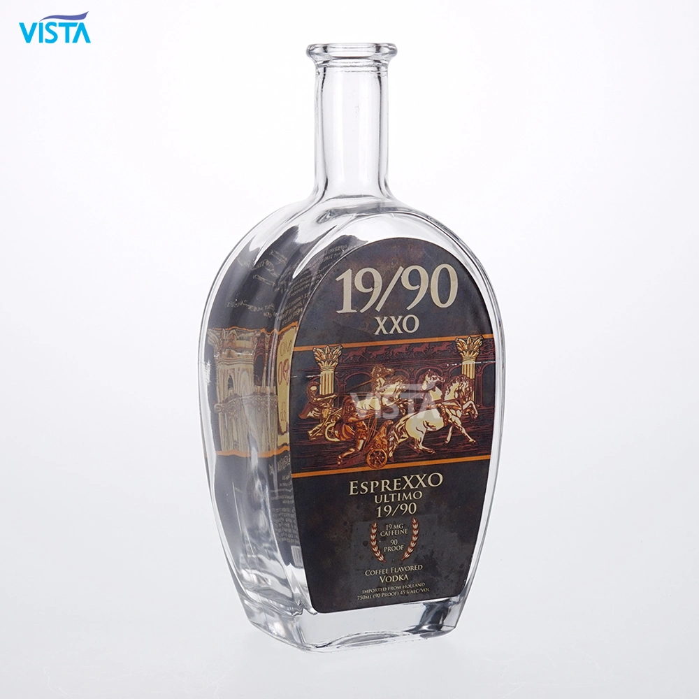 750ml Xxo Spiritus-Flaschen-hohe Feuerstein-Glasflasche mit Silkscreen mit Korken-Schutzkappe