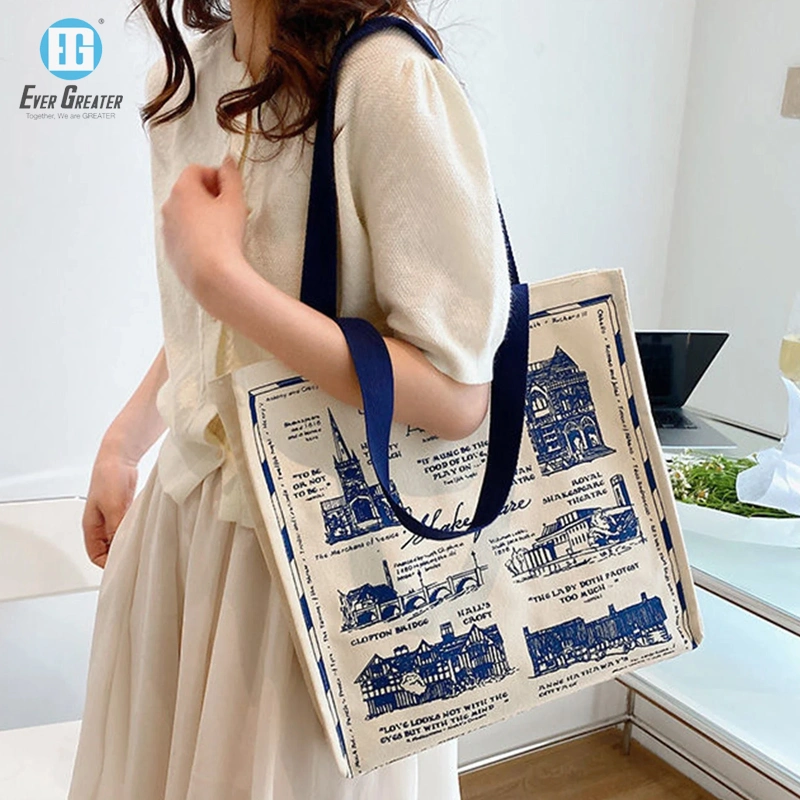 Cotton Tote Bag Shopping with Printing Logo Bolsos Sac &agrave; Main Sacola