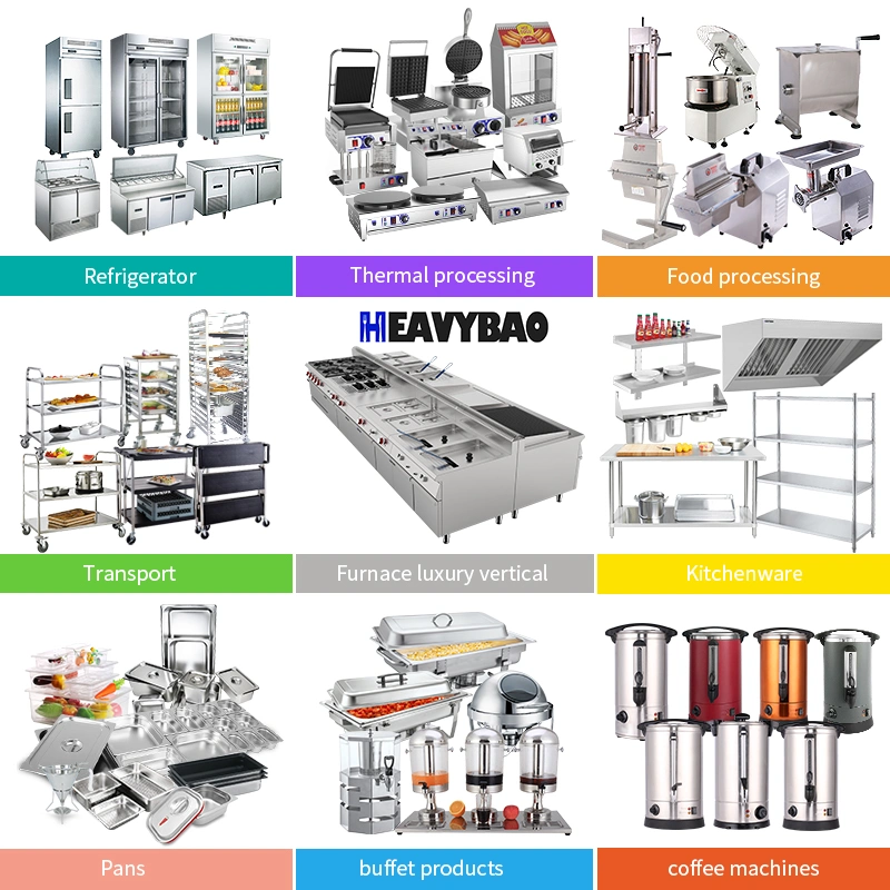 Heavybao Hotel Equipment Kitchen Serving Folding Trolley Stainless Steel Food Carts Restaurant Hotel Hand Push Trolley Cart