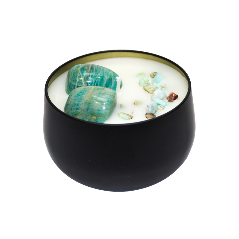 Dried Flower Crystal Aromatherapy Black Tin Scented Candles