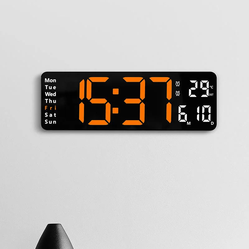 Horloge numérique multifonctionnelle avec affichage LED de la température, du calendrier de la semaine et silencieuse - Cadeau