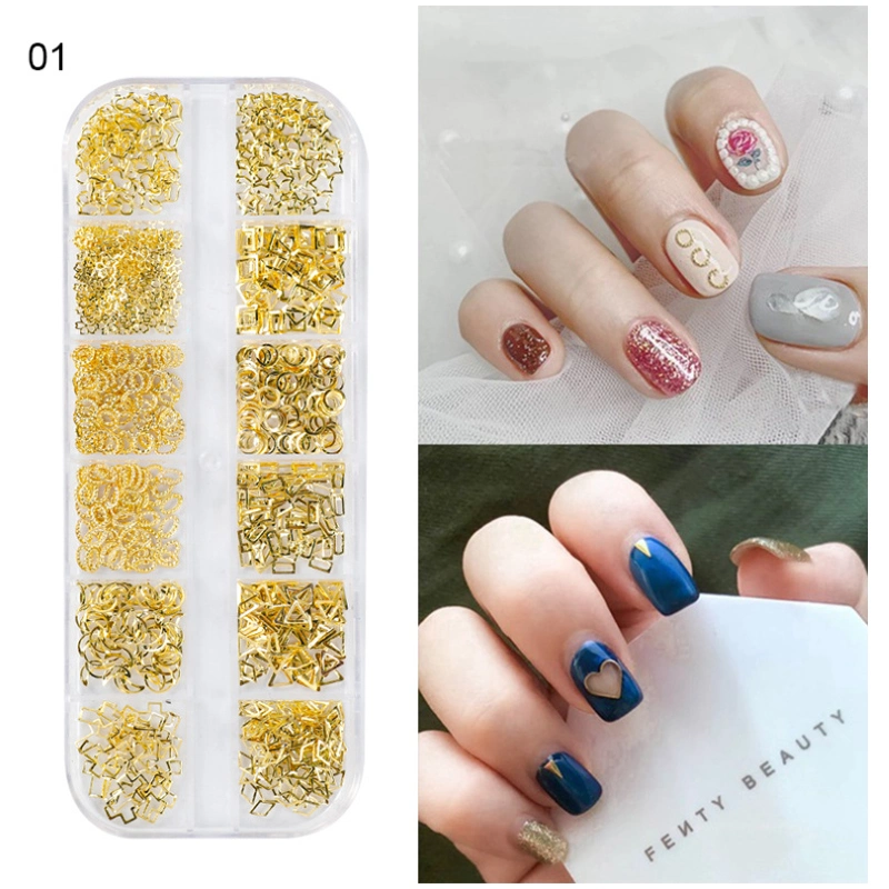 Nail Rivets Mixed Style 3D Nail Art Gold Moon Star Ocean Round Metal Rivet Studs DIY Charm