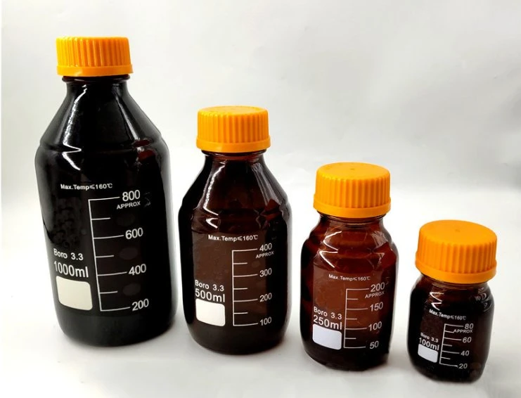 Amber Glass Round Media Storage Bottles with Gl45 Screw Cap Glass Reagent Bottle Wholesale/Supplier