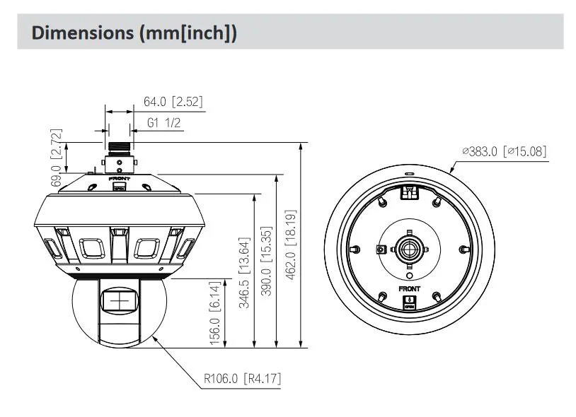 Dahua Psdw81642m-A360-D440-S3 16 MP Multi-Sensor 360 Panoramic PTZ Hubble Wizmind Network Camera