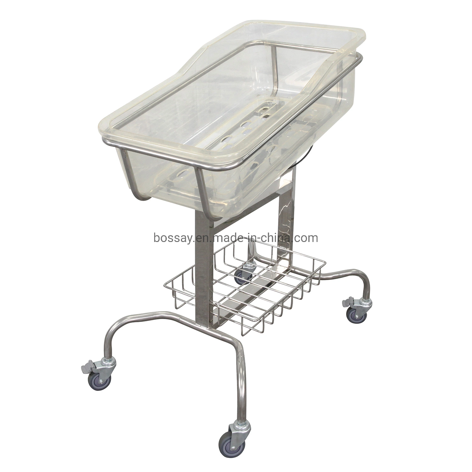 En acier inoxydable chariot de soins infirmiers de Bébé Nourrisson Hospital Bed avec roulettes