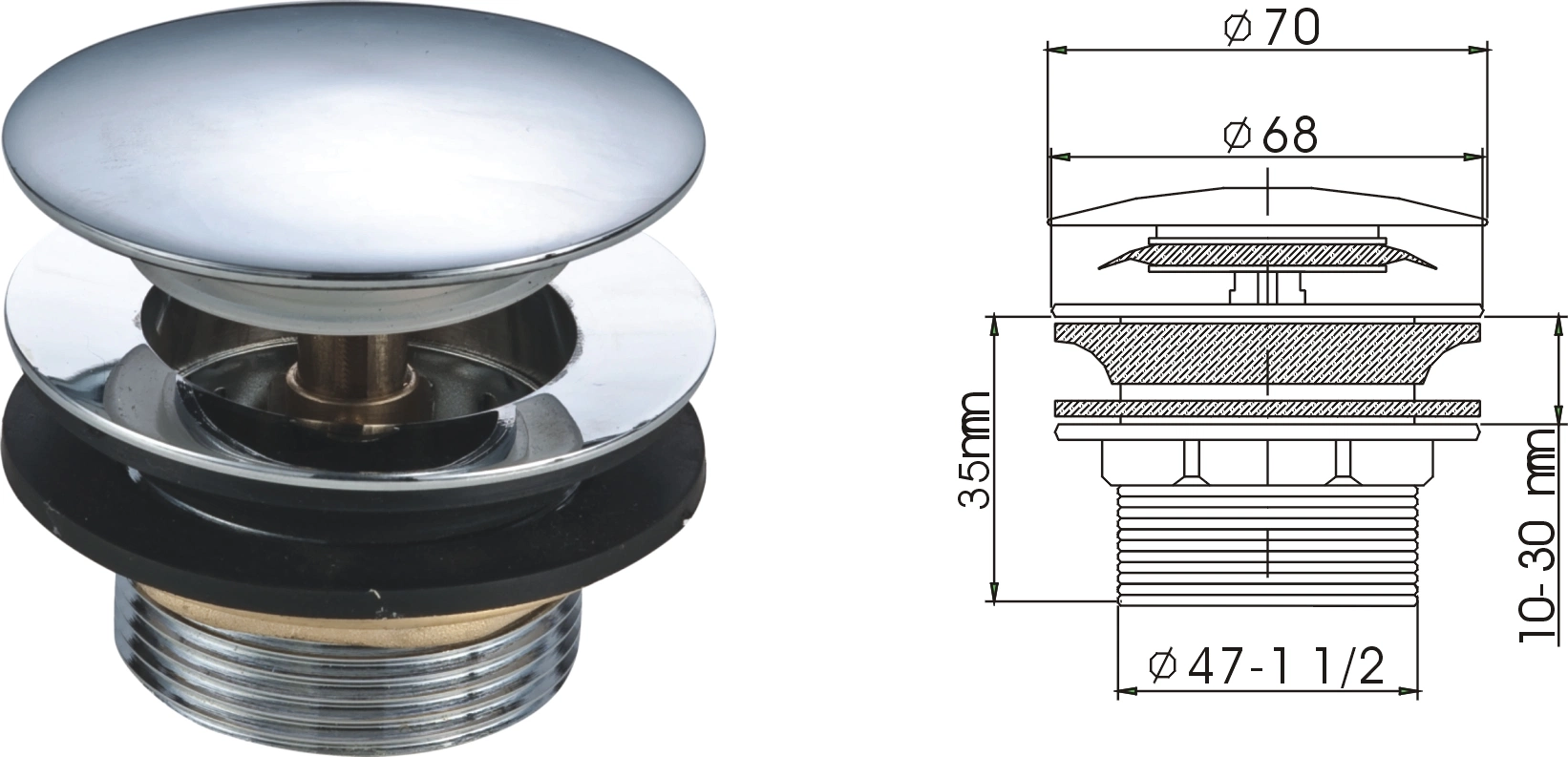 Hot Selling Wash Basin Pop up Waste Bathtub Drain Sink Drain Pop for Basin