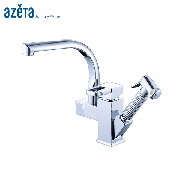 Sanitary Ware Single Handle Bathroom or Kitchen Sink Faucet with Pull out Shattaf Bidet Spray Shower