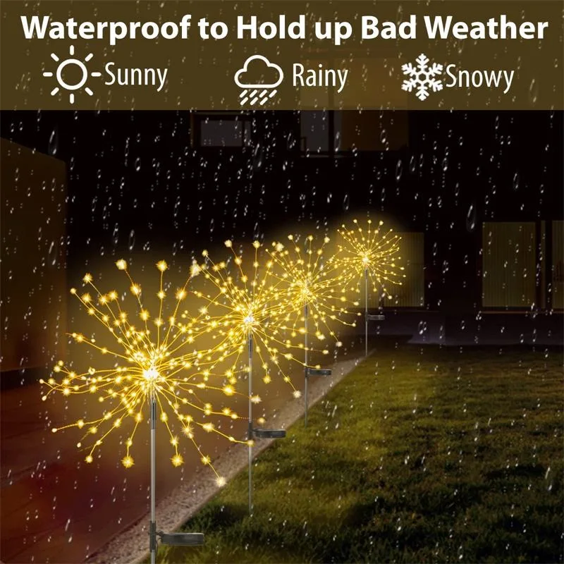 Solar String Firework Light Outdoor Waterproof Garden Lamp