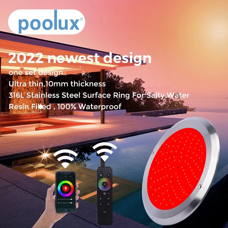 2022 New RGBW Phone Remote Contral Slim 10mm LED Underwater Swimming Pool Lights