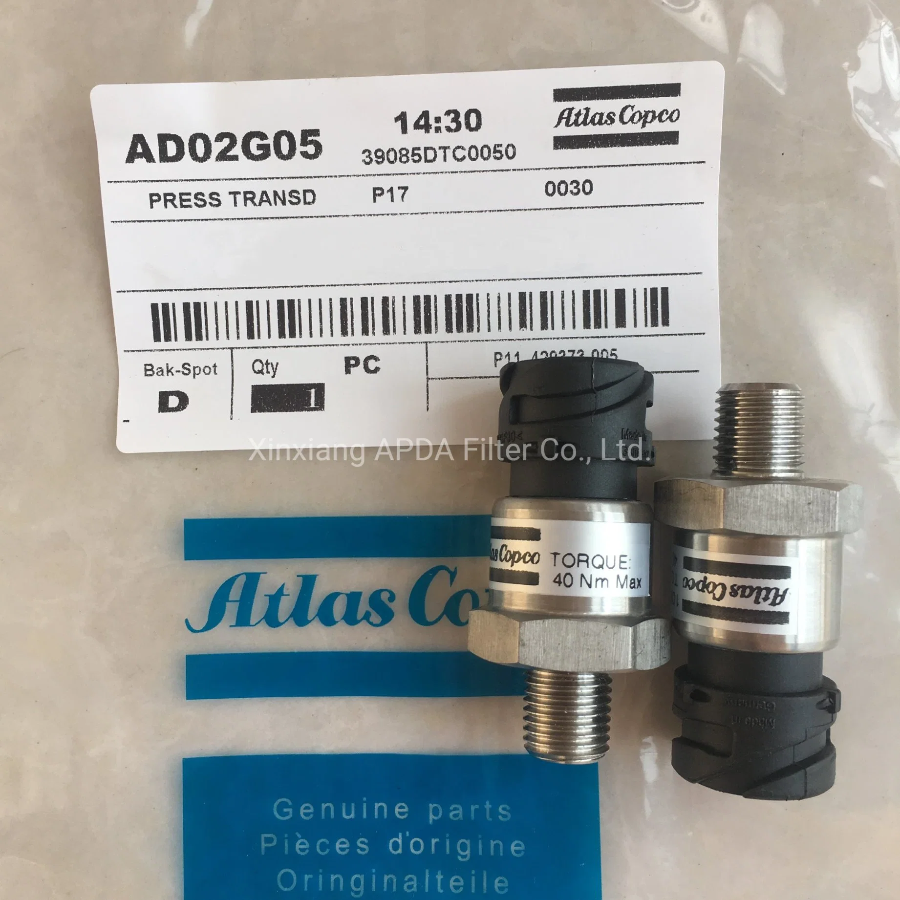 Sensor de presión de alta calidad 1089057534 1089057535 1089057536 1089057537 el transductor se aplican a Atlas Copco