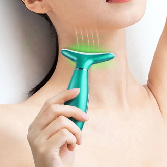 Popular Anti-Aging Neck Massager Sonic Vibration Wrinkle Free Device 3 LED Light Neck Lift Device